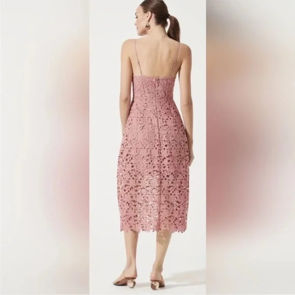 Astr Lace A-Line Midi Dress in Pink Mauve - Picture 8 of 8